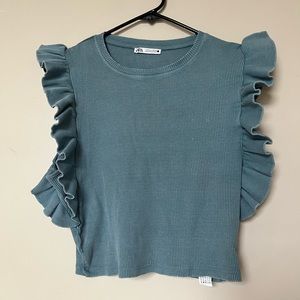 Zara ruffled sleeve shirt